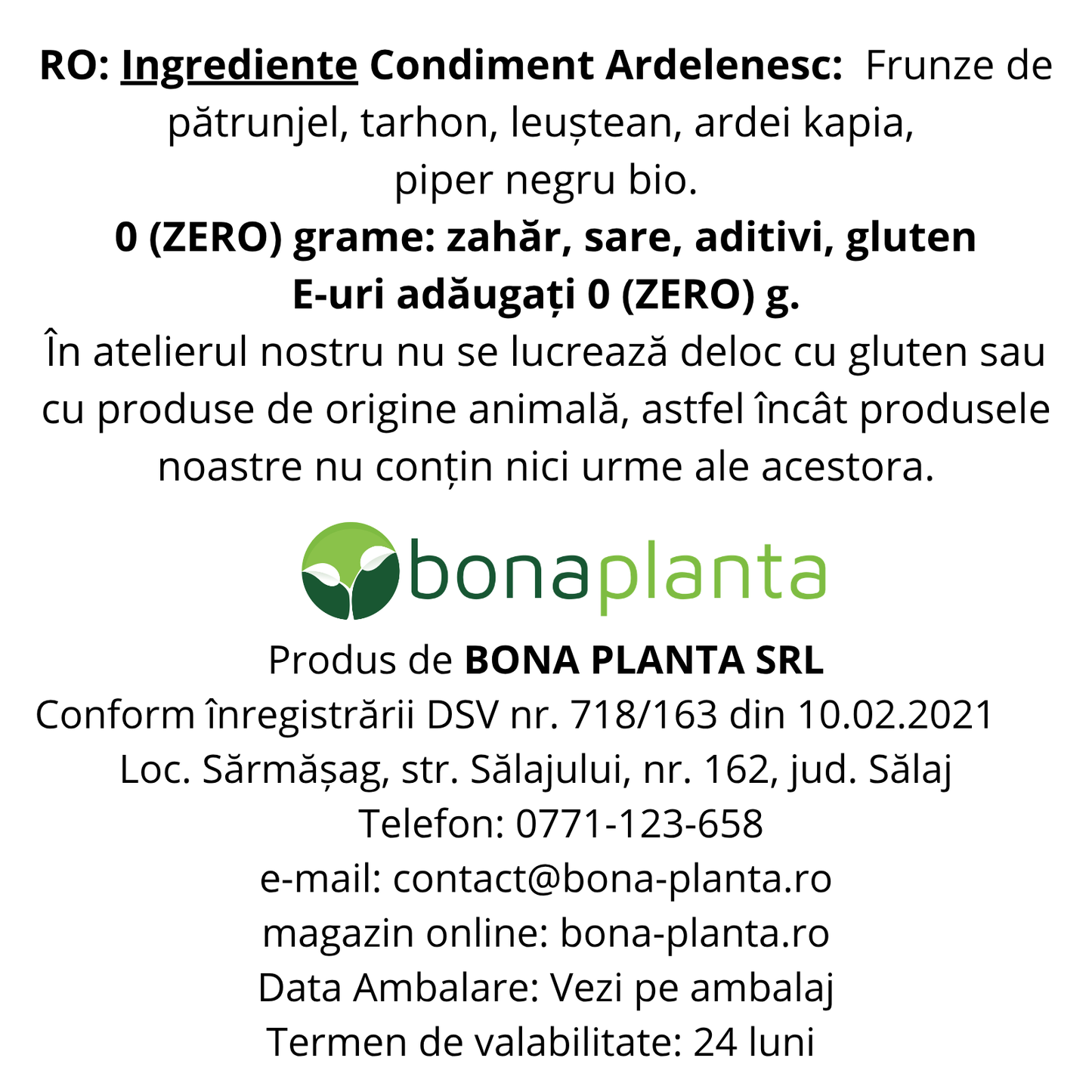Condiment Ardelenesc - Fără sare, zahăr, aditivi E-uri, adăugați