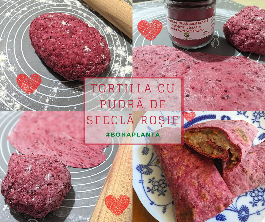 TORTILLA CU PUDRĂ DE SFECLĂ ROȘIE – REȚETĂ DE VALENTINE’S DAY / DRAGOBETE ȘI NU NUMAI