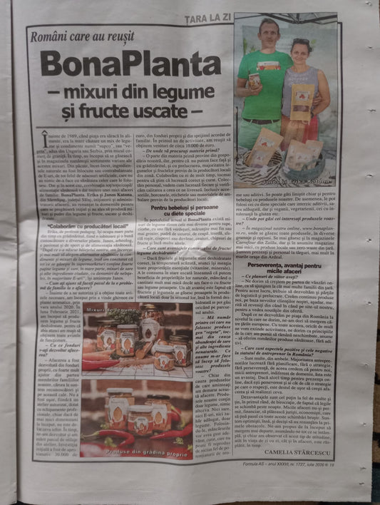 Bona Planta - mixuri de legume și fructe uscate. În: Formula AS, serialul ”Românii care au reușit”