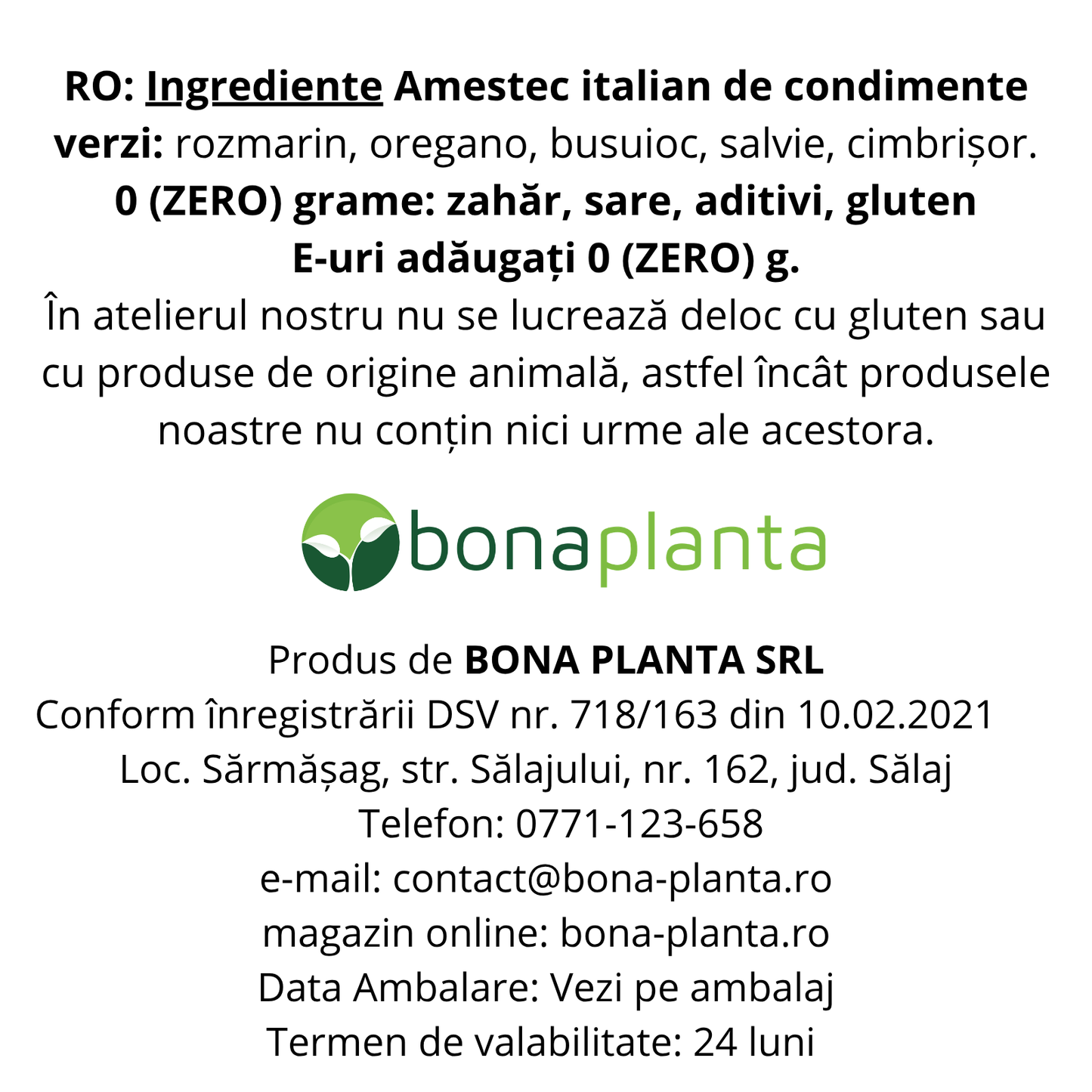 Amestec italian de condimente verzi (100 % natural) - Fără sare, zahăr, aditivi, E-uri adăugați