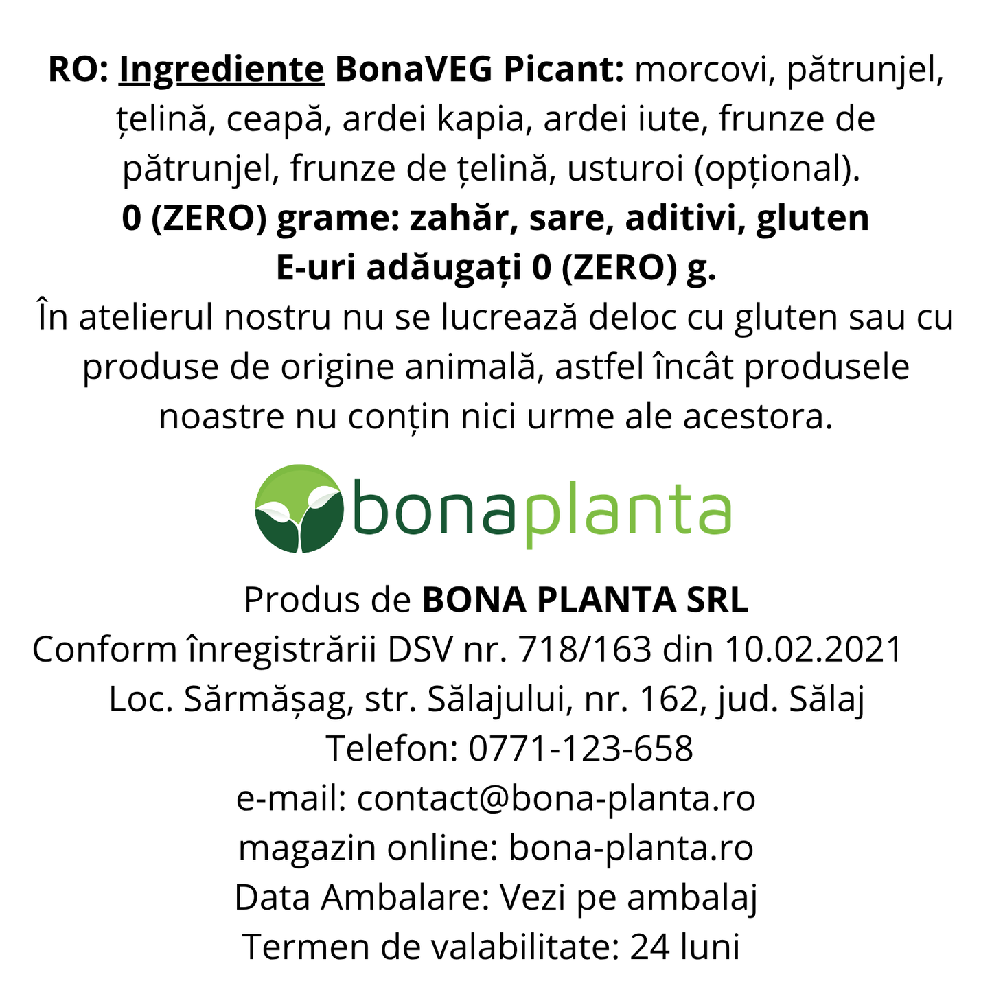 BonaVEG Picant (Mix de legume uscate) măcinat - Fără sare, zahăr, aditivi