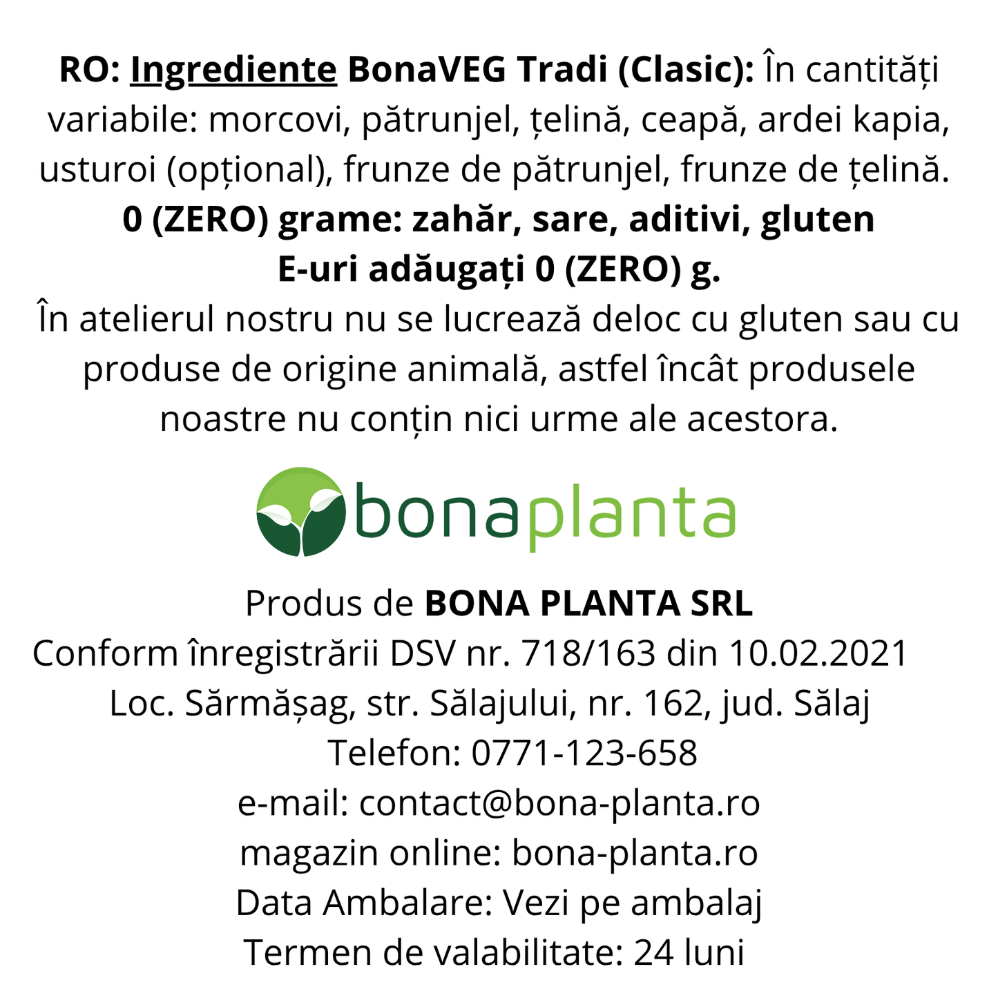 BonaVEG Tradi (Clasic) În bucăți mari de legume - Fără sare, zahăr, aditivi