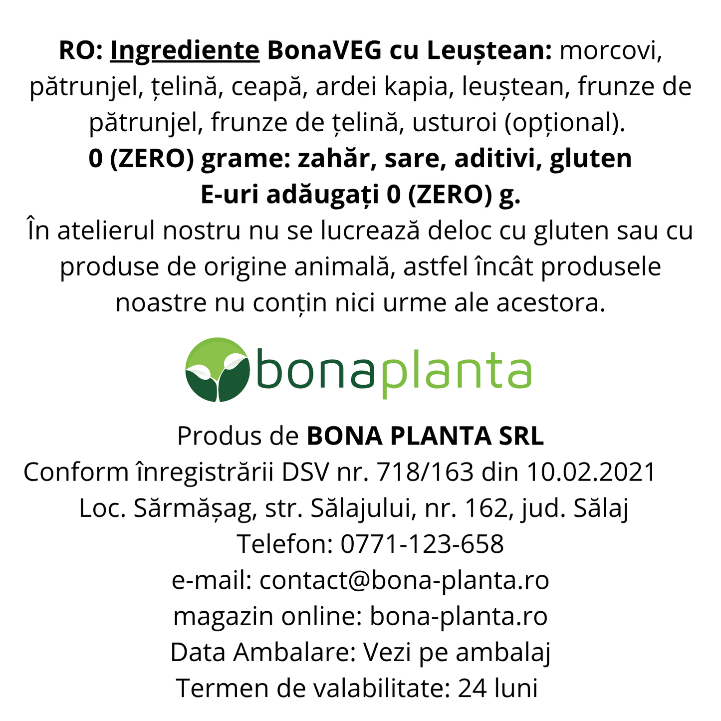 BonaVEG cu Leuștean (Mix de legume uscate) măcinat - Fără sare, zahăr, aditivi