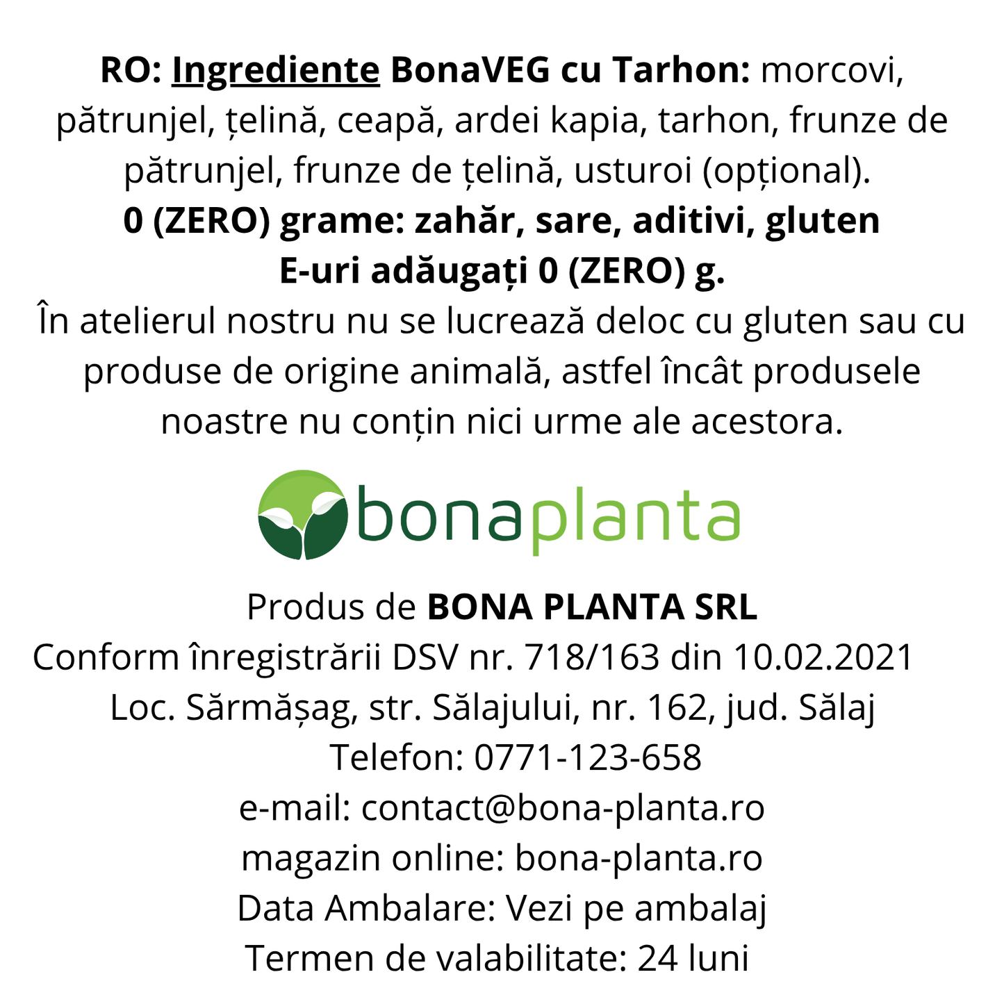 BonaVEG cu Tarhon (Mix de legume uscate) În bucăți mari de legume - Fără sare, zahăr, aditivi