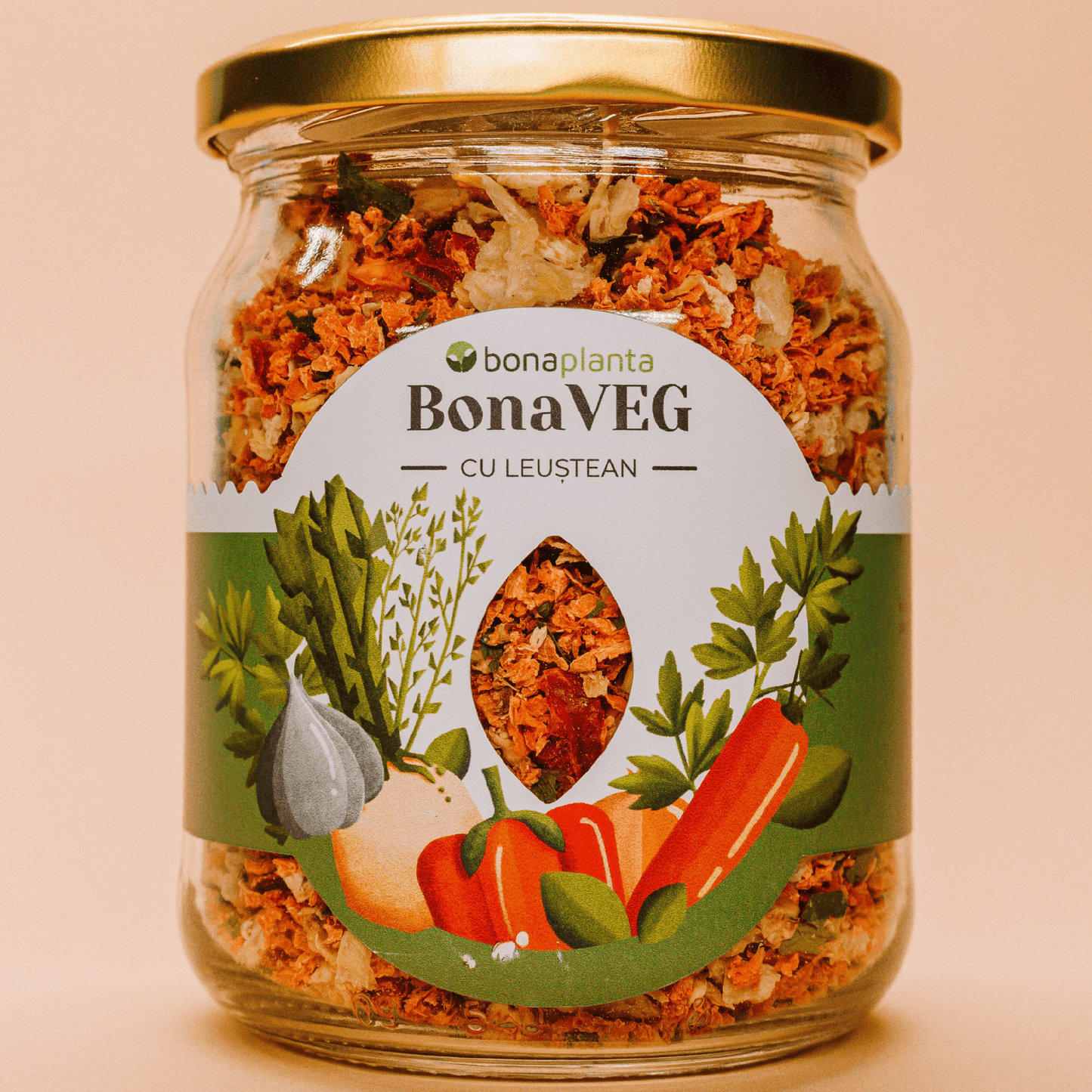 BonaVEG cu Leuștean (Mix de legume uscate) În bucăți mari de legume - Fără sare, zahăr, aditivi