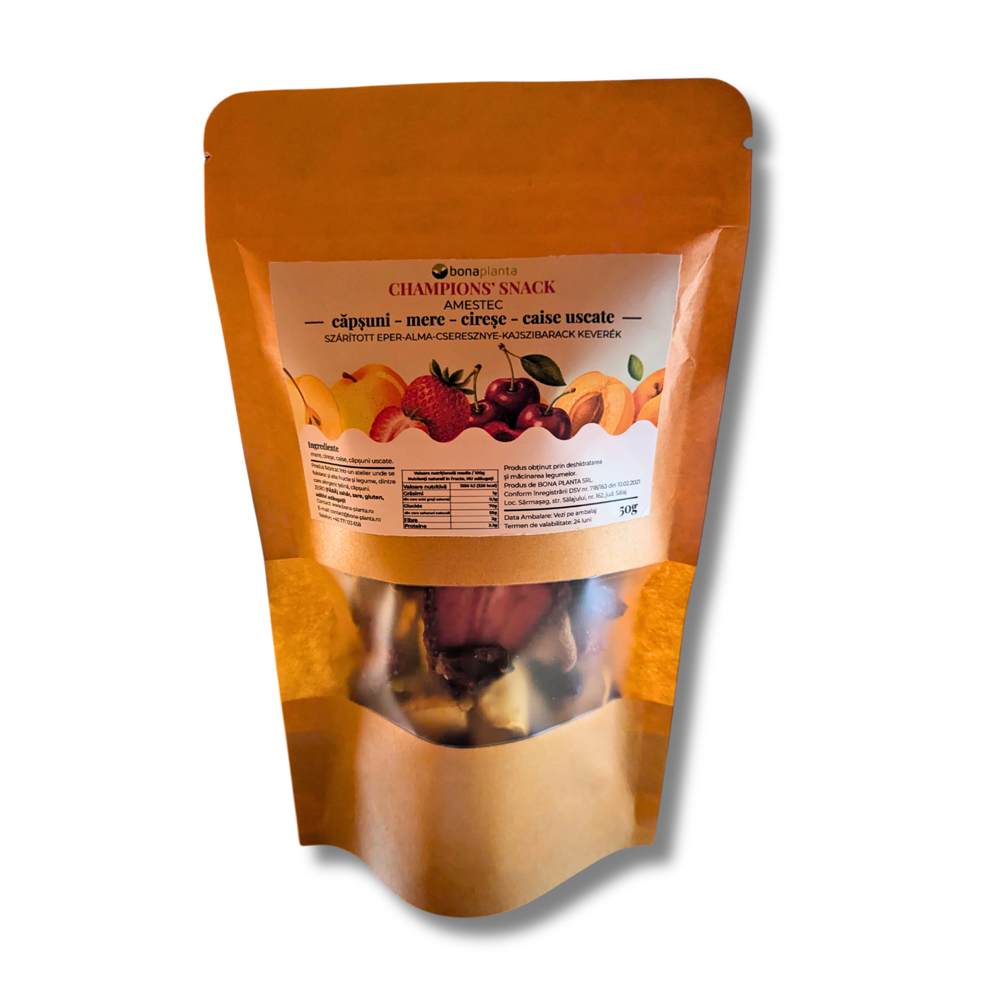 Champions' Snack - Amestec căpșuni, mere, cireșe, caise uscat  (100 % natural)