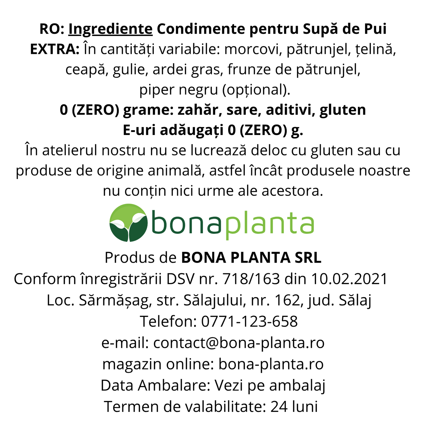 Condimente pentru Supă de Pui EXTRA - Măcinat - Fără sare, zahăr, aditivi