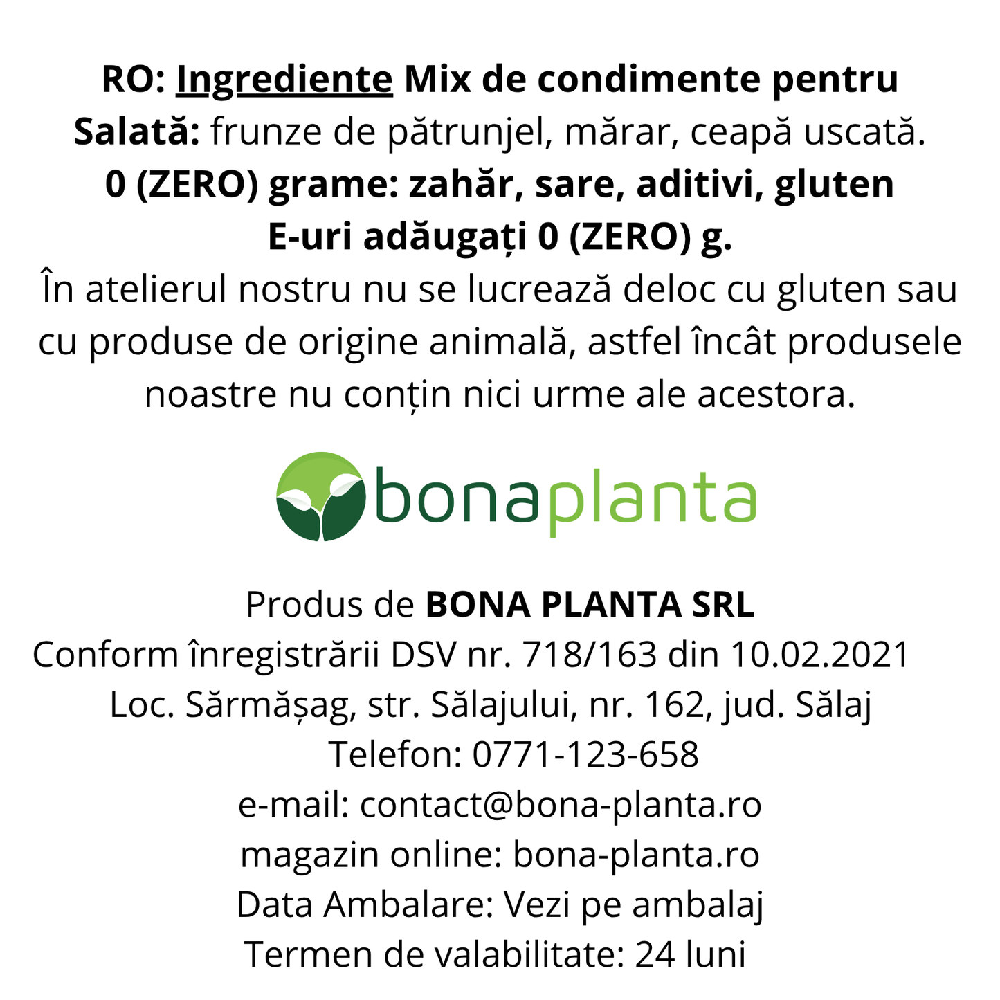 Mix de condimente pentru Salată (100 % natural) - Fără sare, zahăr, aditivi, E-uri adăugați