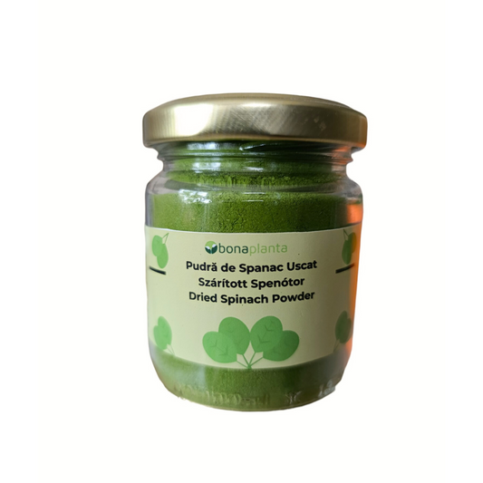 Pudră de spanac uscat 100 % natural) - Fără sare, zahăr, aditivi E-uri, adăugați