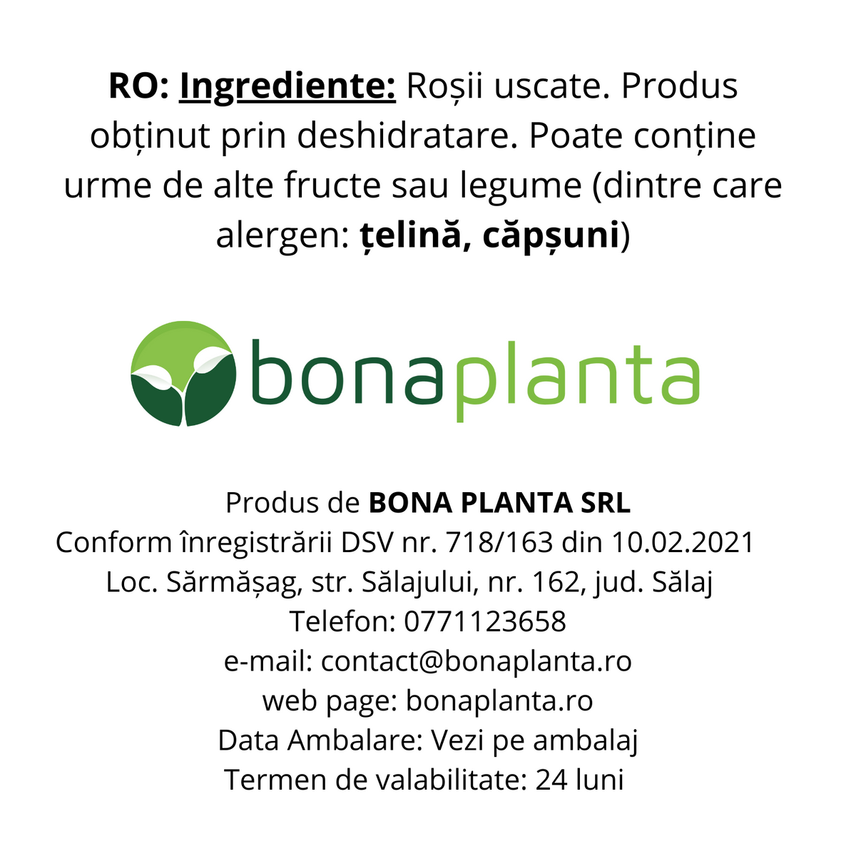Roșii uscate (100 % natural)  - fără zahăr, sare, aditivi adăugați